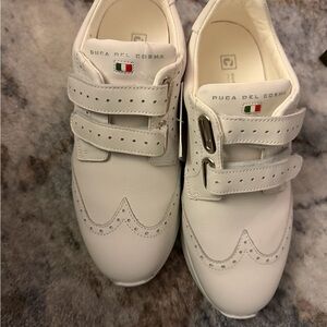 Duca del Cosma White Leather Golf Shoes NEW